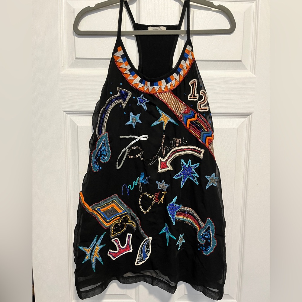 Zara Trafaluc Black Beaded Sequin Mini Dress